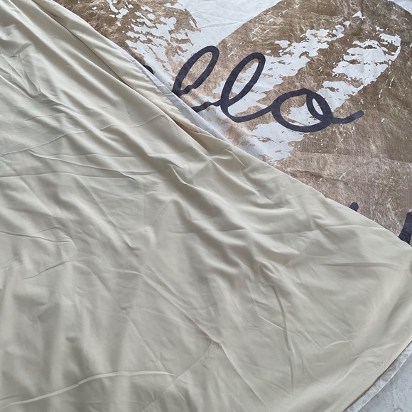 Hello Gorgeous Heart Print Duvet Cover Queen Sz Gold Zip Up Glam Girly Vibe Boho - Picture 3 of 6